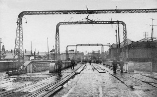 entering the Dock bridge on Quay Parade at swansea from St Thomas about 1914